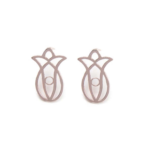 Earrings "Tulip Flowers" Pink Gold